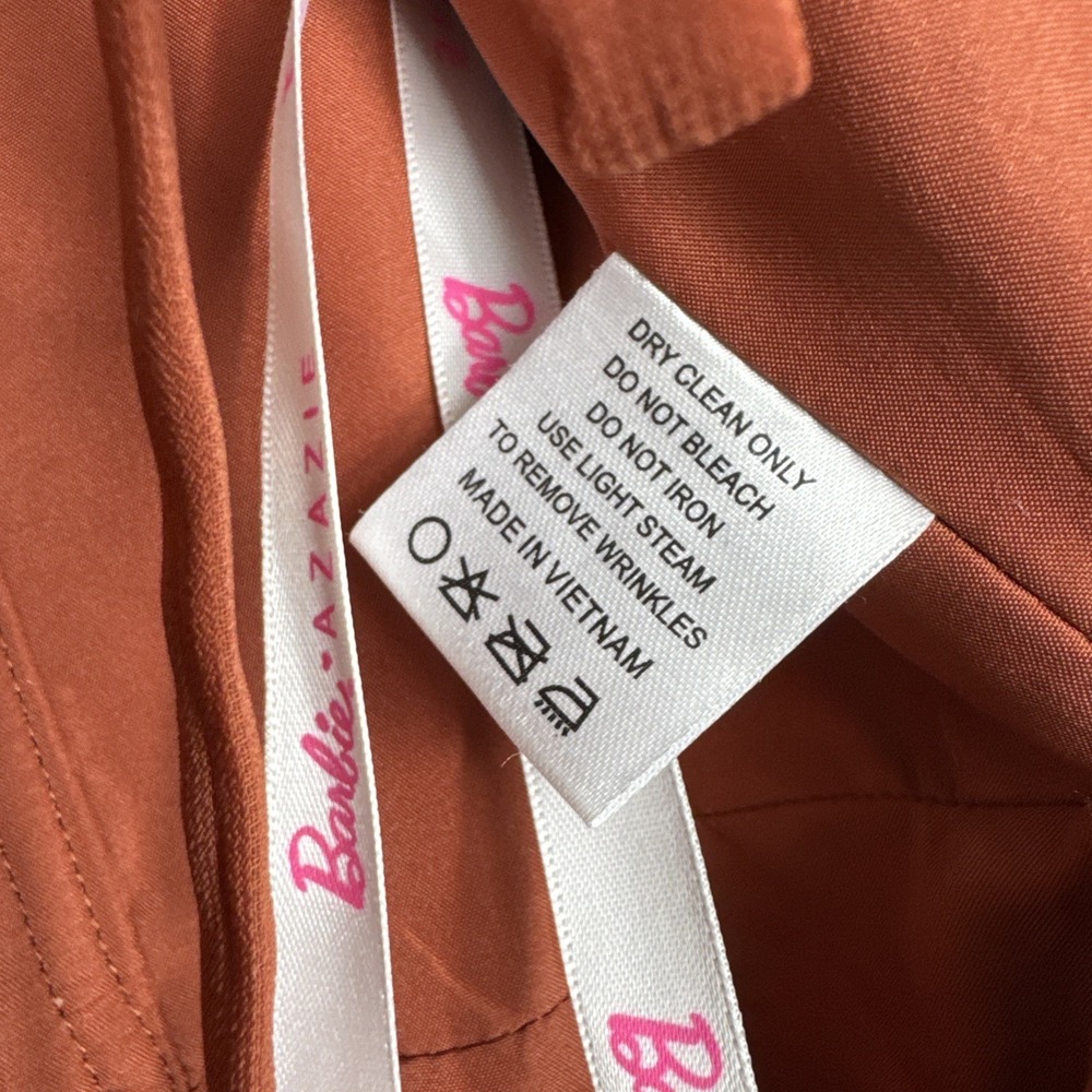 Azazie Rust Ruffled-Sleeve Column Gown - Picture 10 of 15